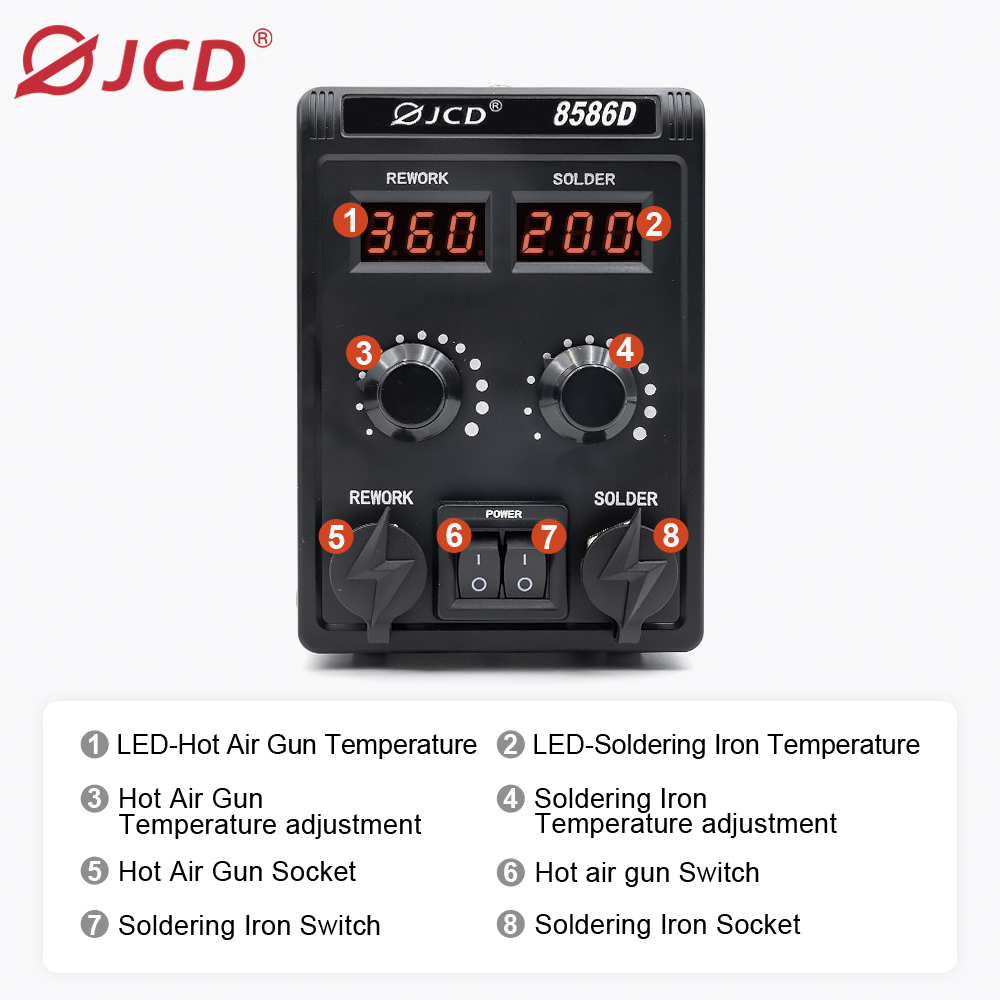 JCD 8586D 2'si 1 arada Lehimle - Smd Rework Station Hot Air Soldering 2 In 1 incelemesi ve fiyatı